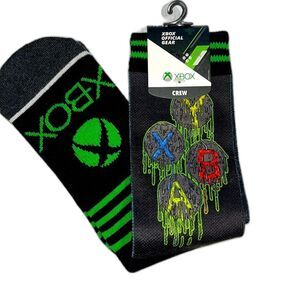 NEW XBOX Men’s Crew Gaming Socks, Shoe Size 8-12 Great Stocking Stuffer!!